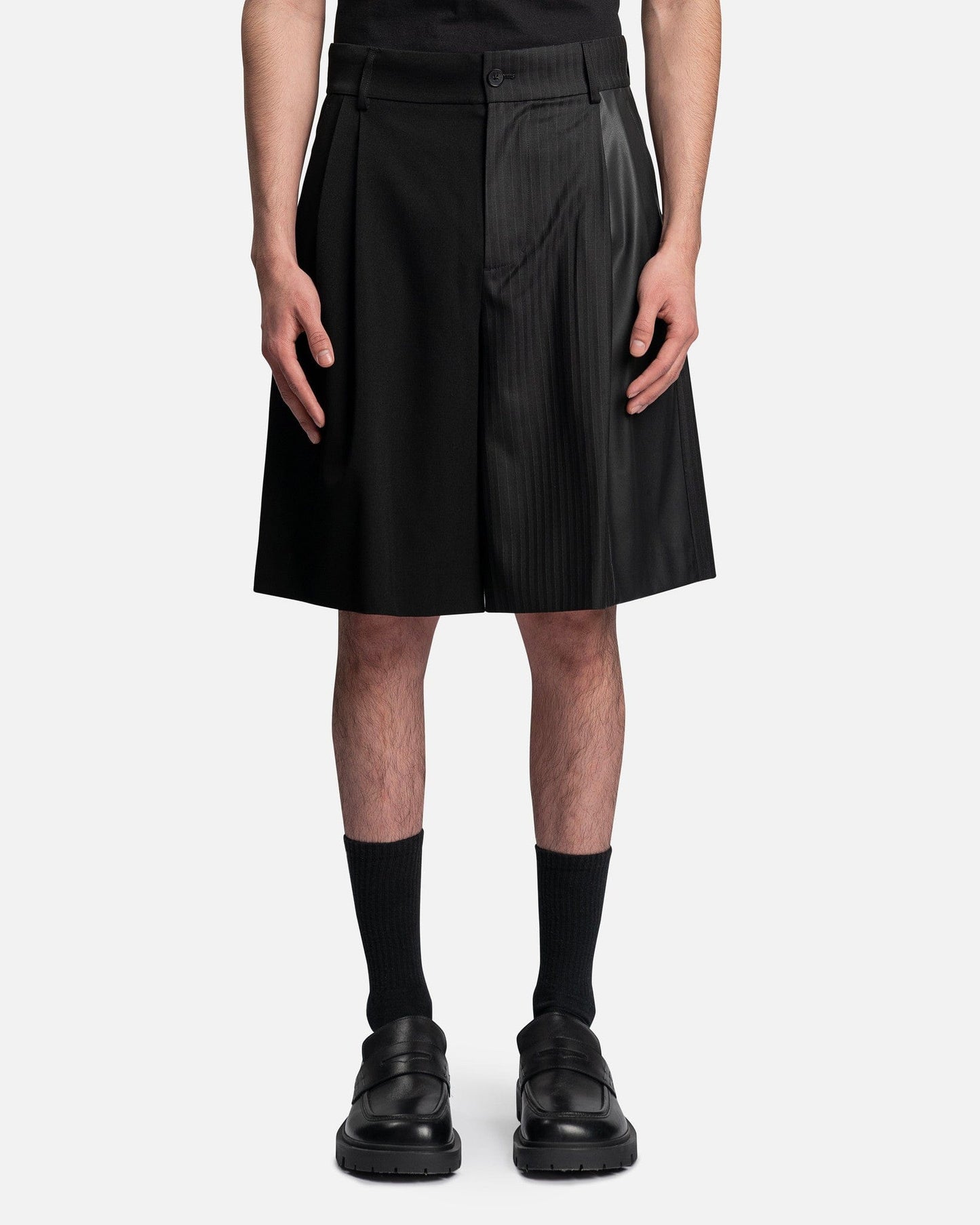 Feng Chen Wang Men's Shorts Pinstripe Shorts in Black