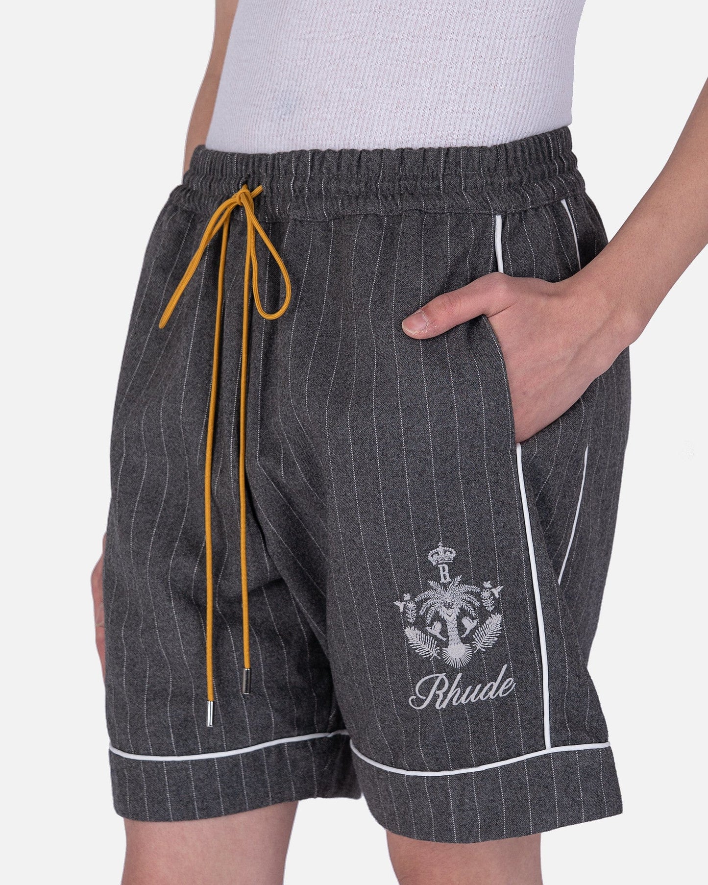Rhude Men's Shorts PJ Short in Grey Stripe