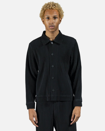 Homme Plissé Issey Miyake Men's Jackets Pleated Trucker Jacket in Black