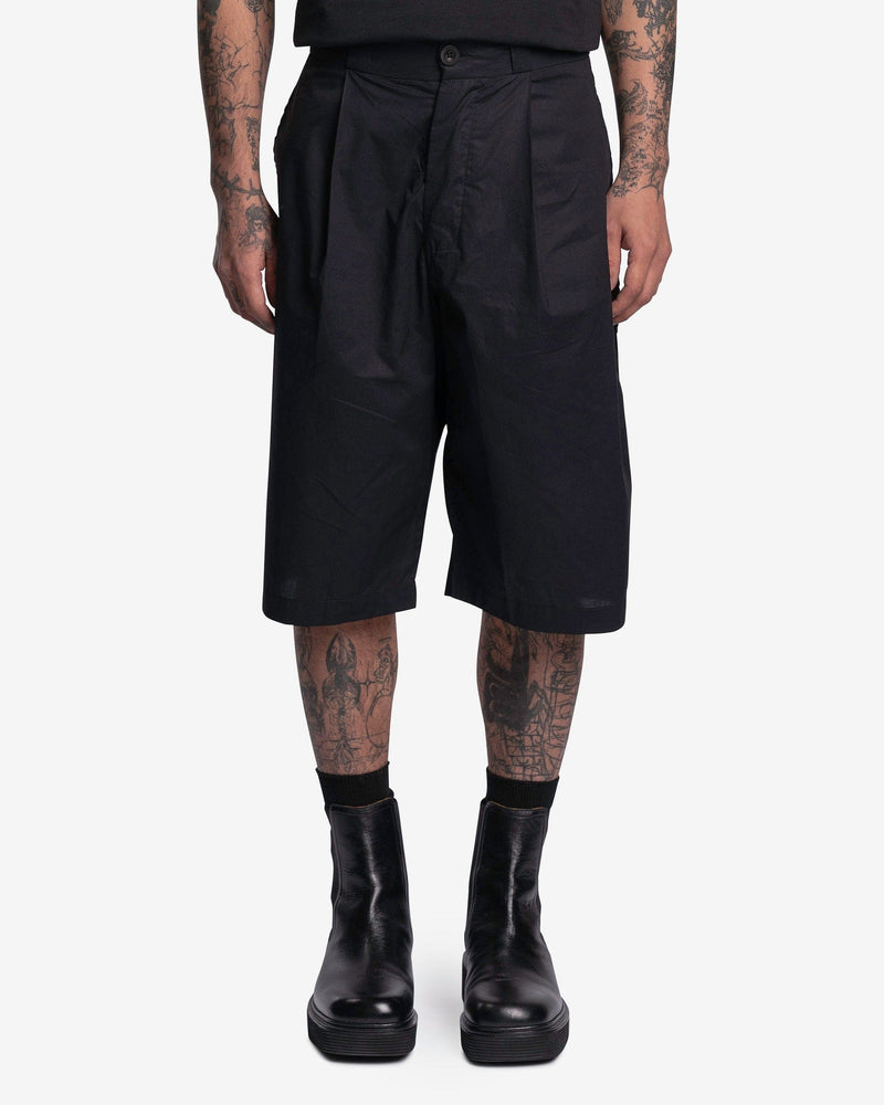 Willy Chavarria Men's Shorts Pleated Work Shorts in Black