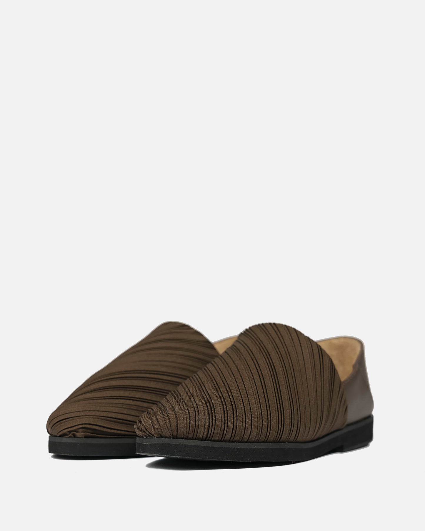 Pleats Please Issey Miyake Women's Shoes Pleats Slip-On Loafer in Brown