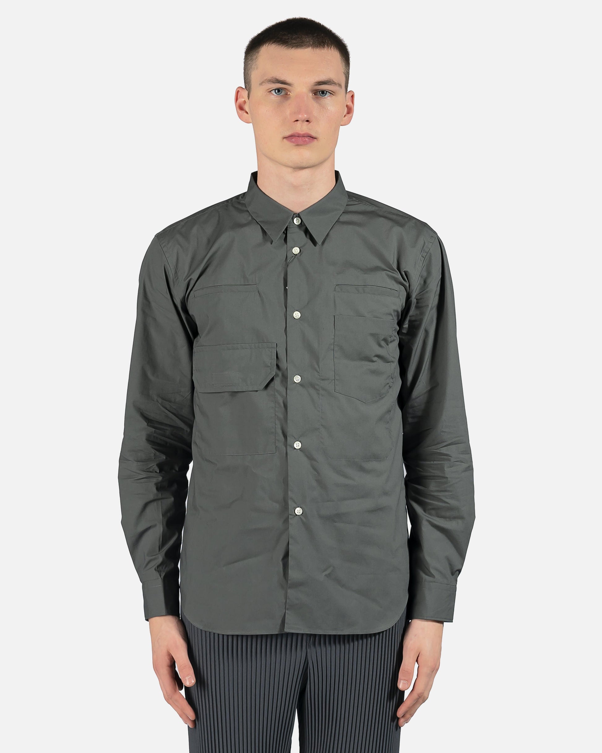 Comme des Garcons Homme Deux Men's Shirts Pocket Button-Up in Grey