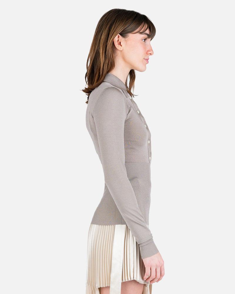Peter Do Women Tops Polo Knit Top in Grey