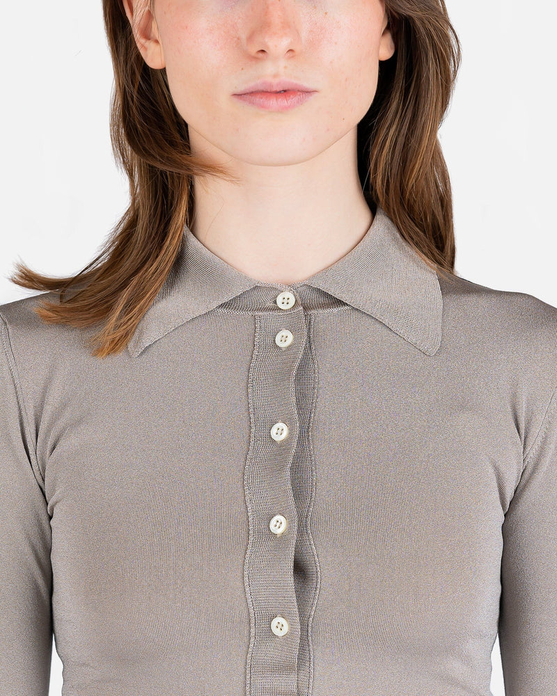 Peter Do Women Tops Polo Knit Top in Grey