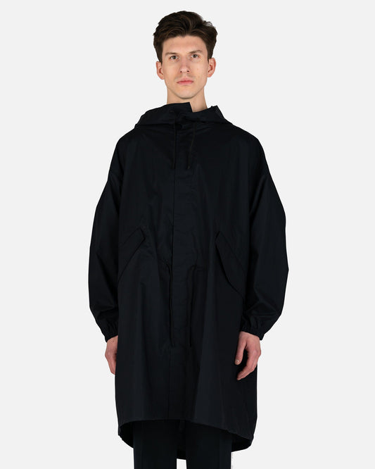 Jil Sander Poplin Water Repellent Parka in Blue Navy
