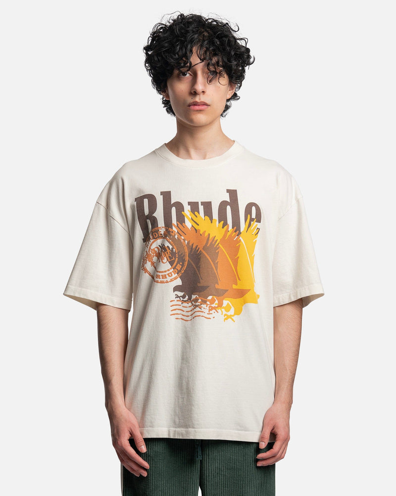 Rhude Men's T-Shirts Postage T-Shirt in Vintage White