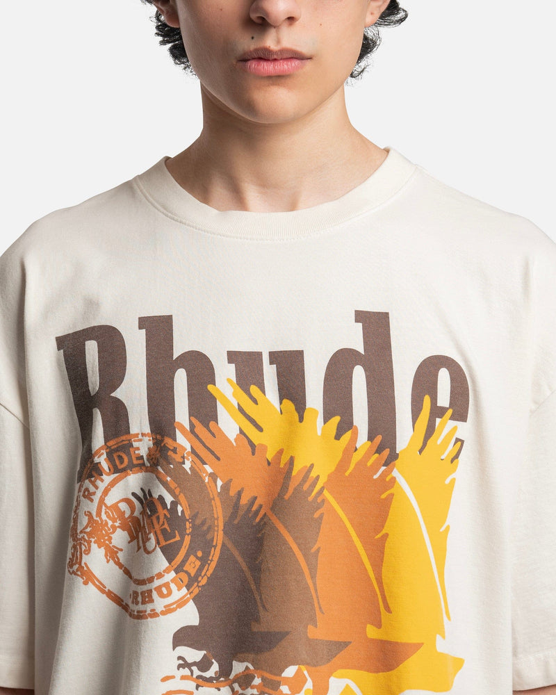 Rhude Men's T-Shirts Postage T-Shirt in Vintage White