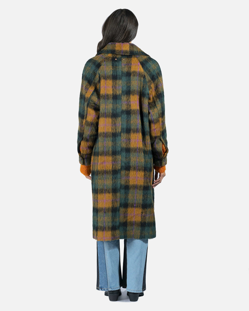 Andersson Bell Women Jackets Prato Puff Sleeve Raglan Alpaca Coat in Forest Check