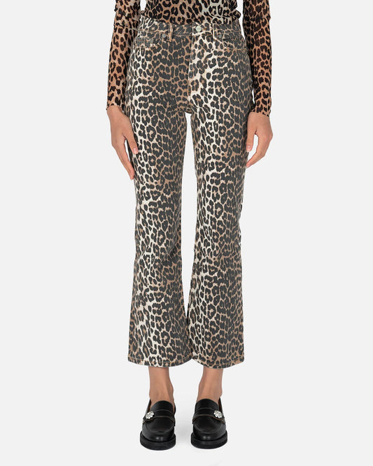 Ganni Women Pants Printed Denim in Leopard