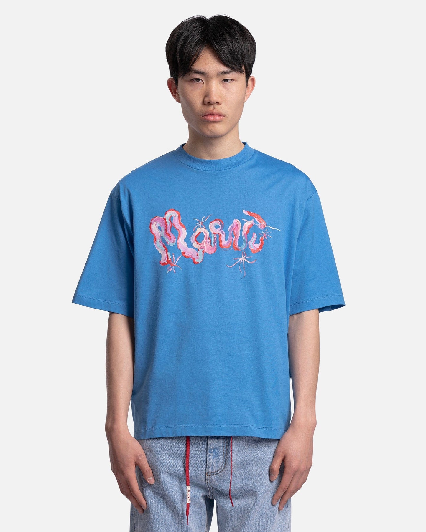 Marni Men's T-Shirts Printed Marni Wilr Organic Cotton T-Shirt in Neptune