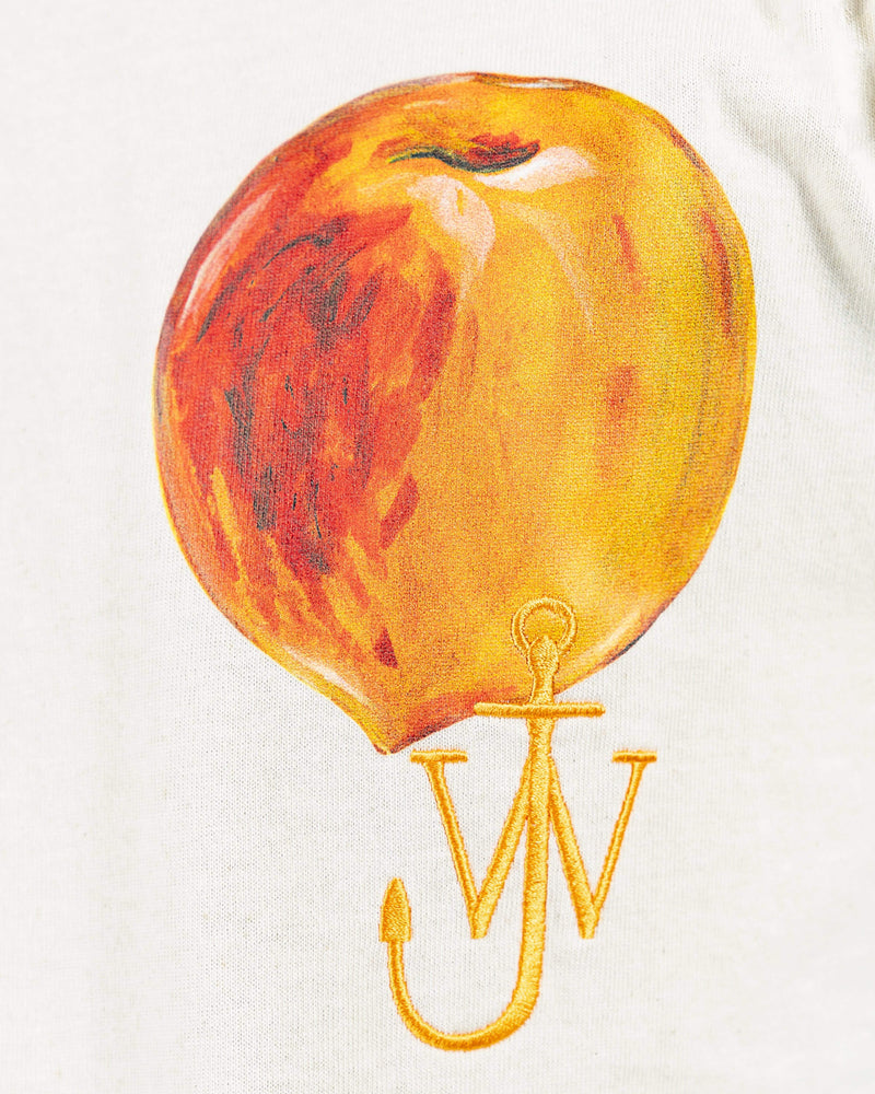 JW Anderson Men's T-Shirts Printed Peach Logo Tee in Off-White