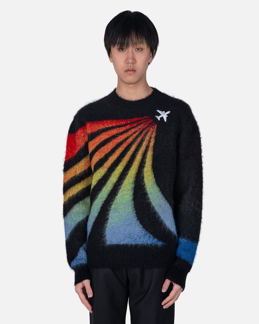 Casablanca Printed Rainbow Mohair Crewneck in Black/Rainbow
