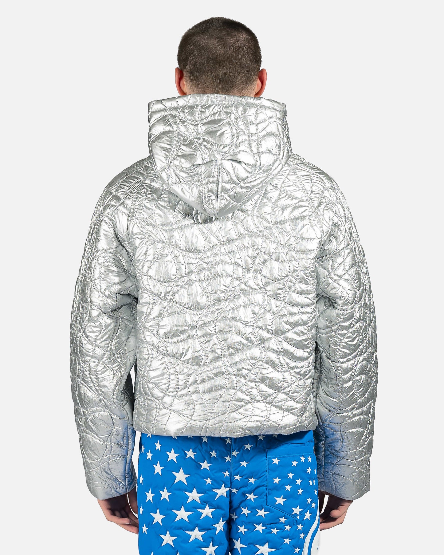 ERL Men's Jackets Puffer Jacket Hoodie in Silver