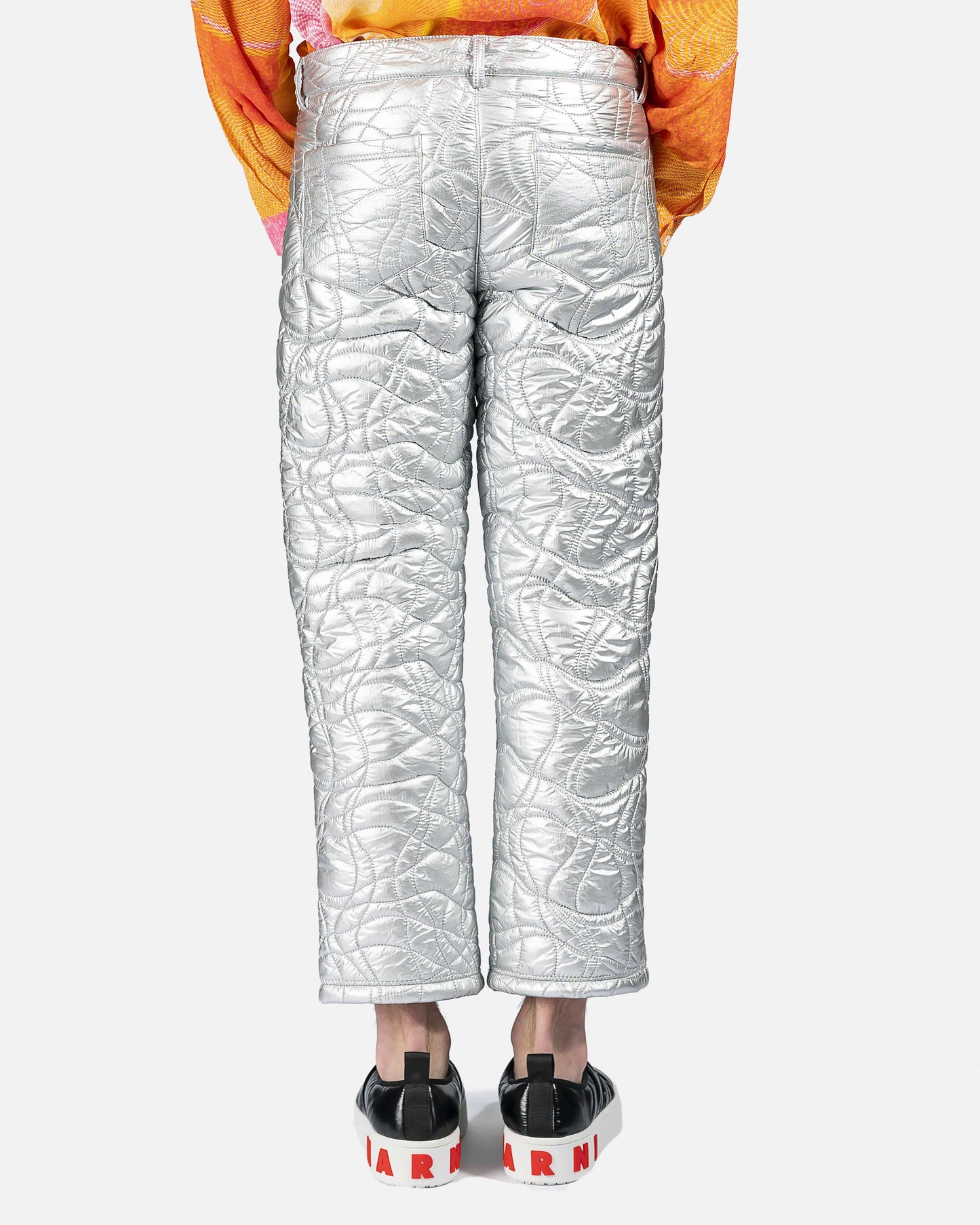 ERL Men's Pants Puffer Trousers in Silver