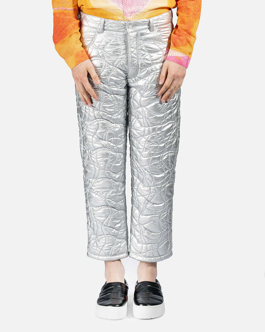 ERL Men's Pants Puffer Trousers in Silver