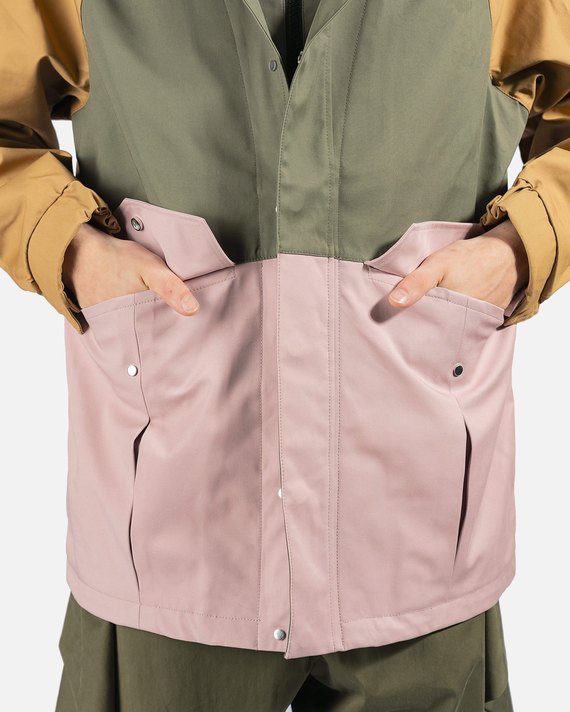 JW Anderson Men's Jackets Puller Colorblock Parka in Khaki/Pink