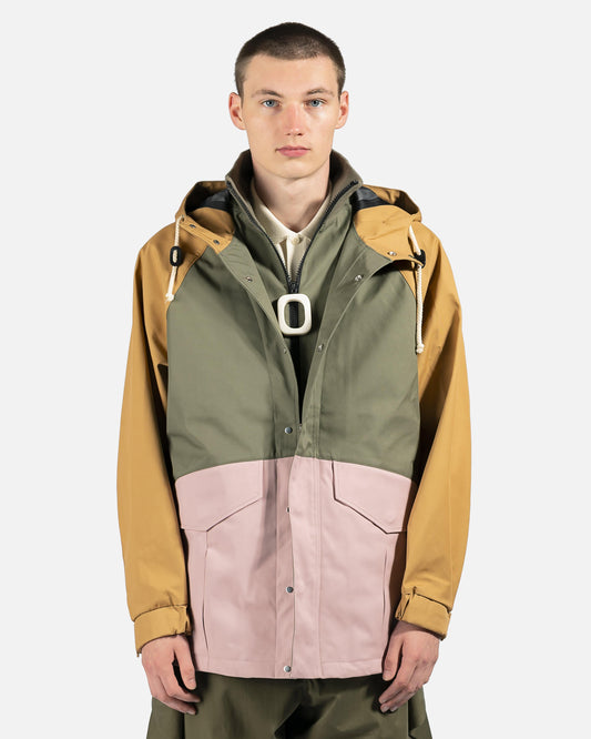 JW Anderson Men's Jackets Puller Colorblock Parka in Khaki/Pink