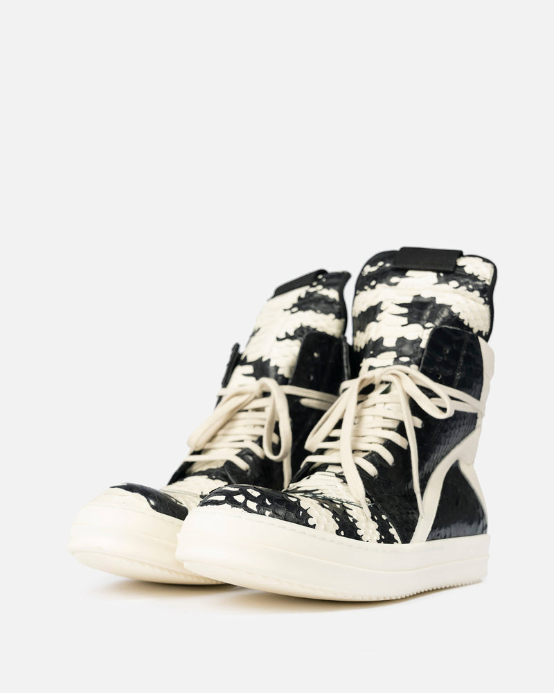 Rick Owens Men's Sneakers Python Geobasket in Black/Natural