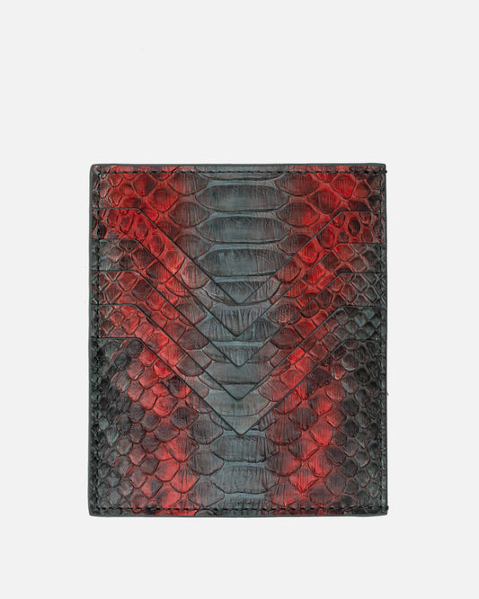 Rick Owens Leather Goods Python Square Credit Card Holder in Teal/Red