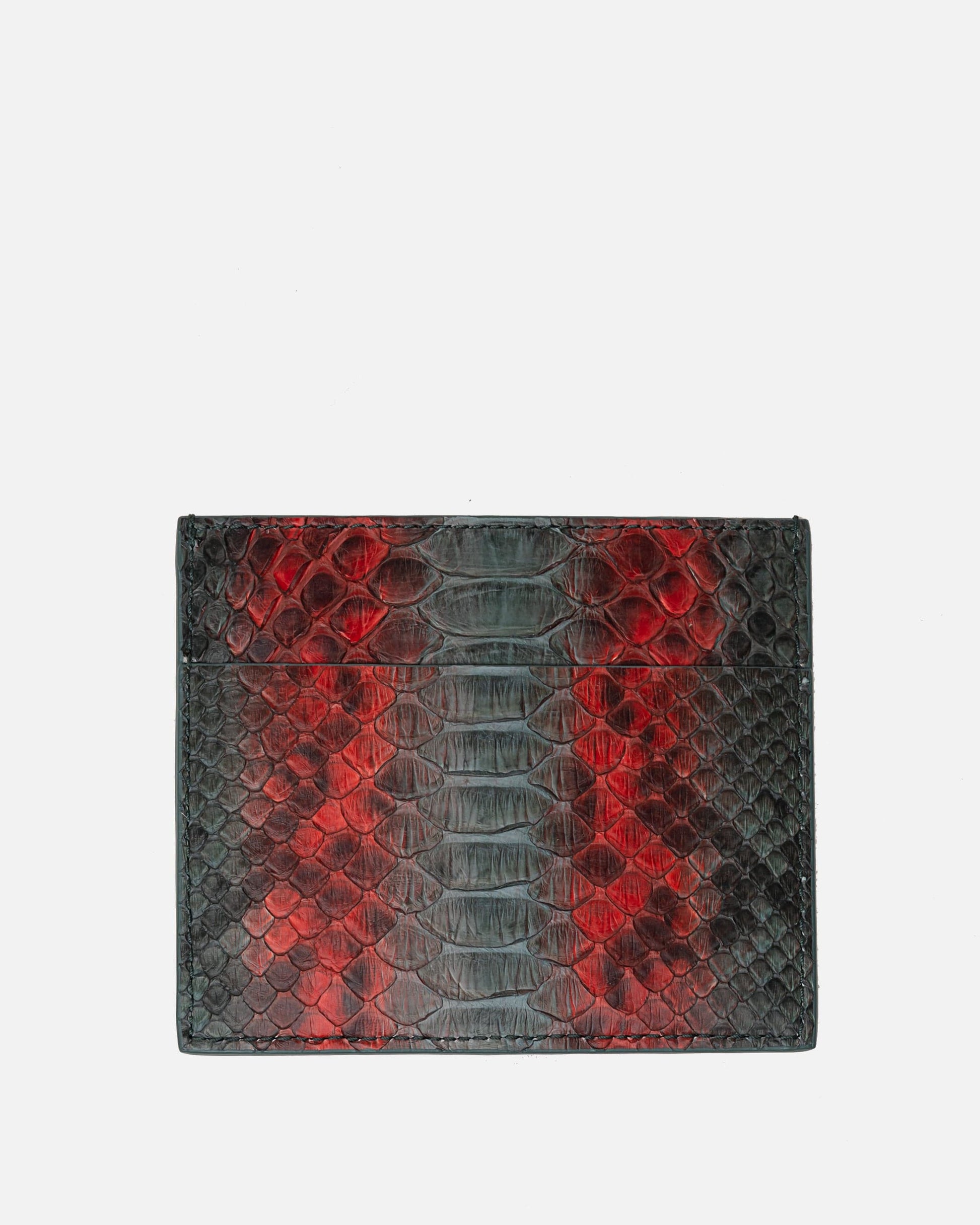 Rick Owens Leather Goods Python Square Credit Card Holder in Teal/Red