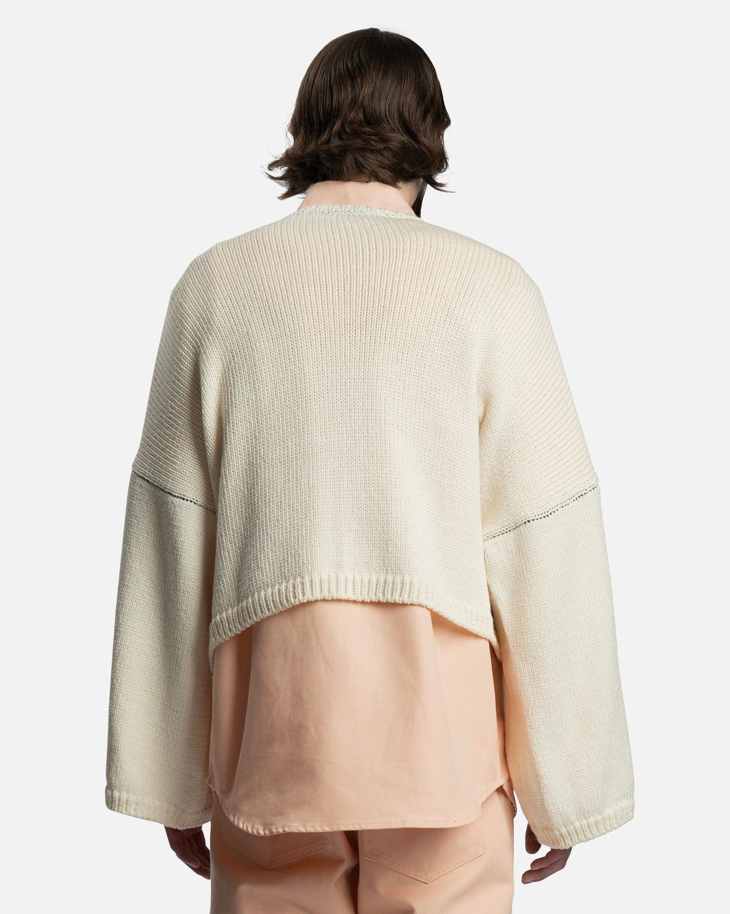 Raf Simons Men's Sweater R Jacquard Bulky Knit Sweater in Pearl