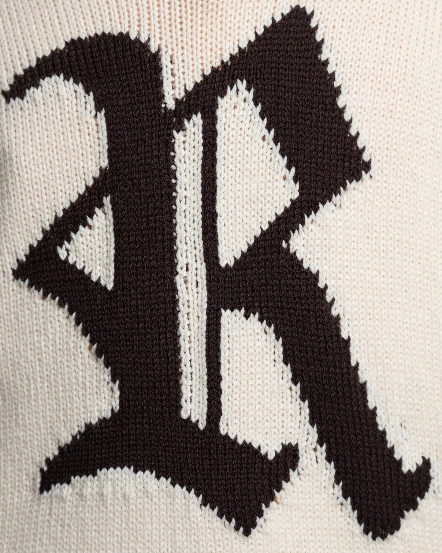 Raf Simons Men's Sweater R Jacquard Bulky Knit Sweater in Pearl