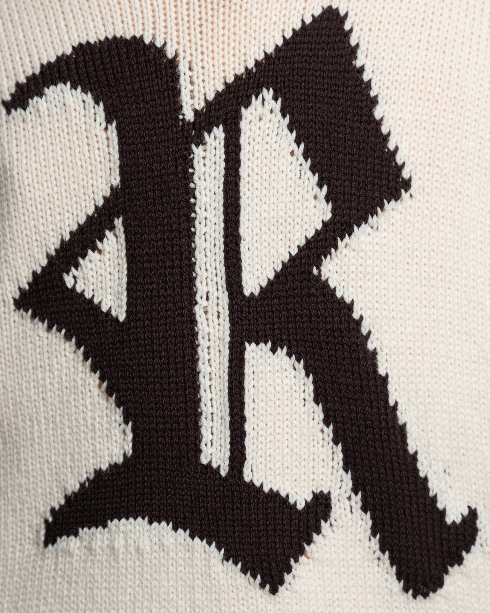 Raf Simons Men's Sweater R Jacquard Bulky Knit Sweater in Pearl