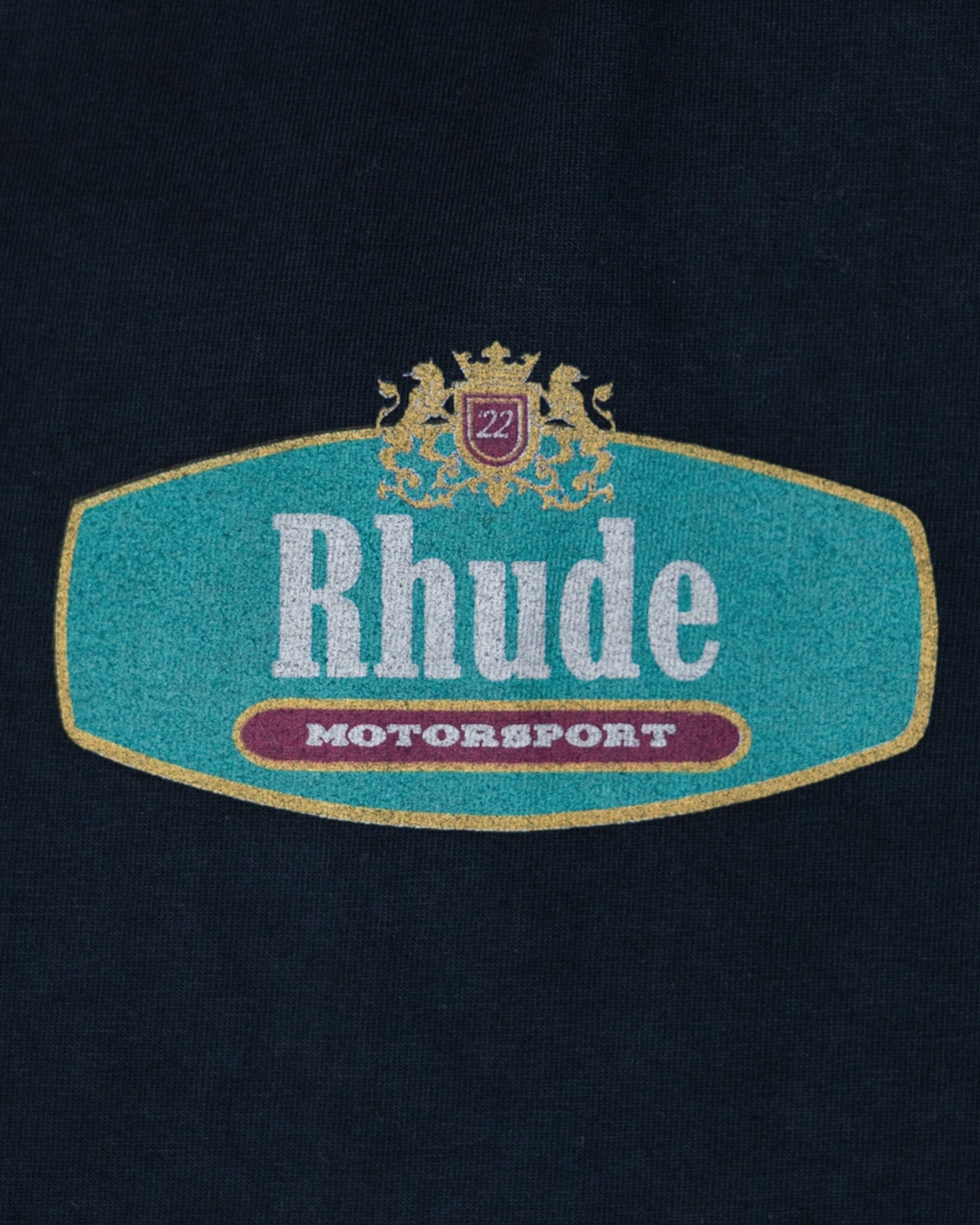 Rhude Men's T-Shirts Racing Crest T-Shirt in Vintage Black