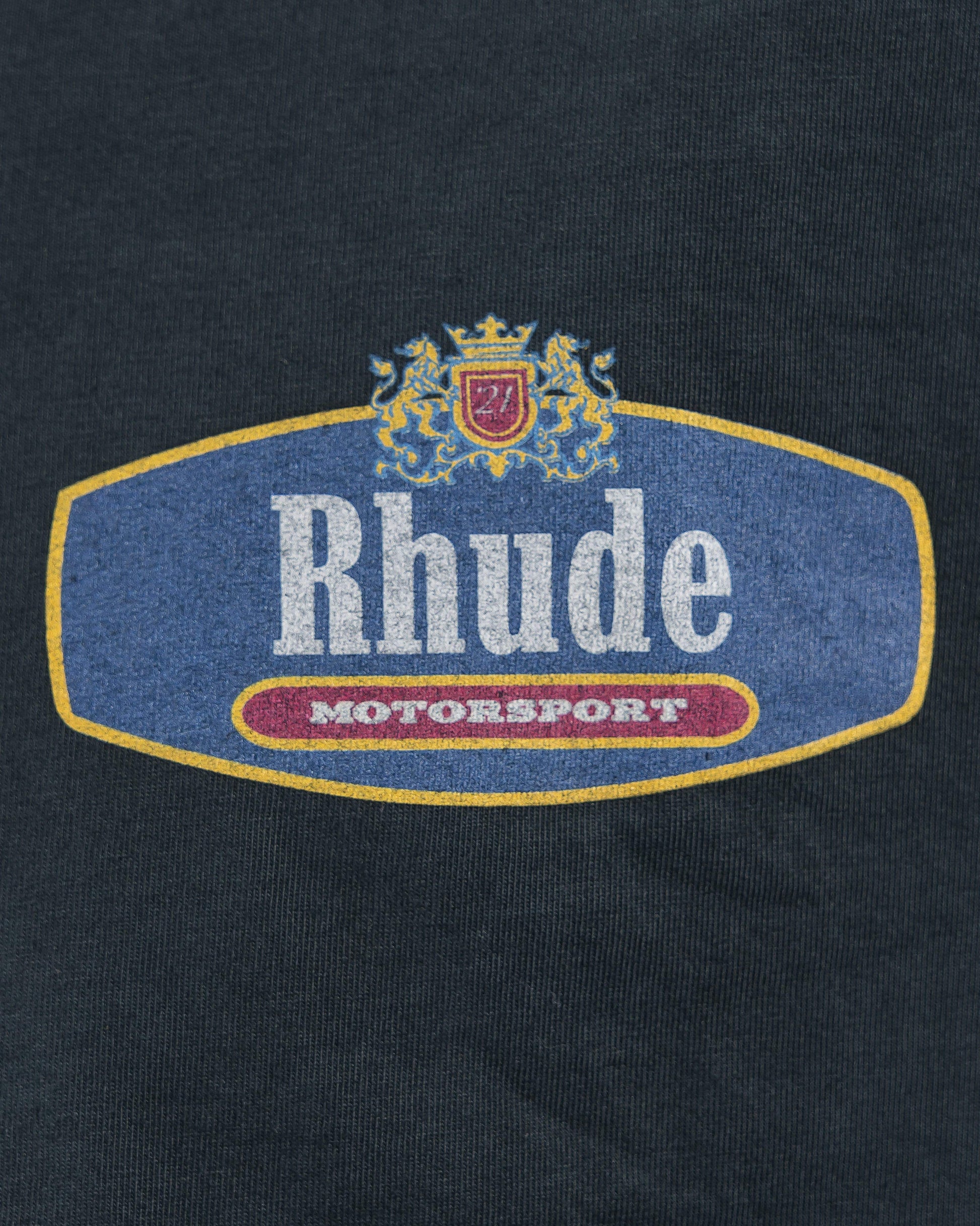 Rhude Men's T-Shirts Racing Crest Tee in Black