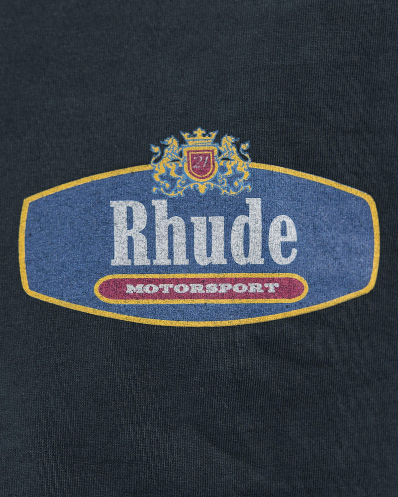 Rhude Men's T-Shirts Racing Crest Tee in Black