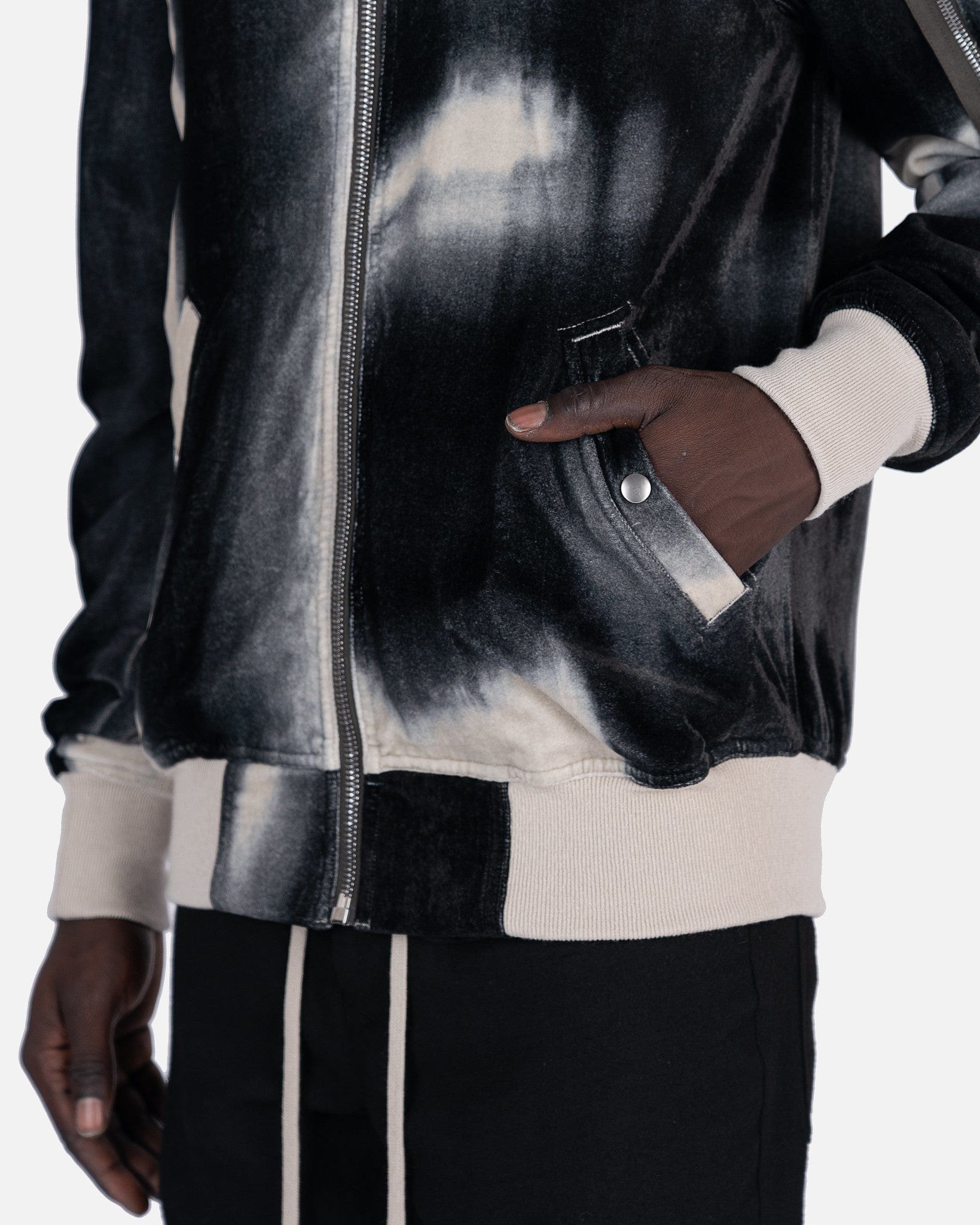 Rick Owens Men's Jackets Raglan Flight in Black/Pearl