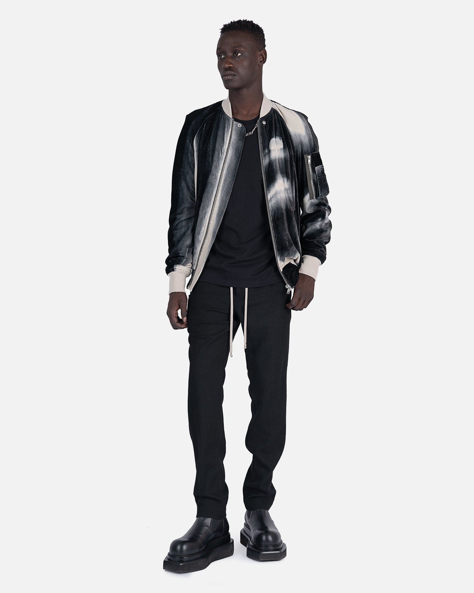 Rick Owens Men's Jackets Raglan Flight in Black/Pearl