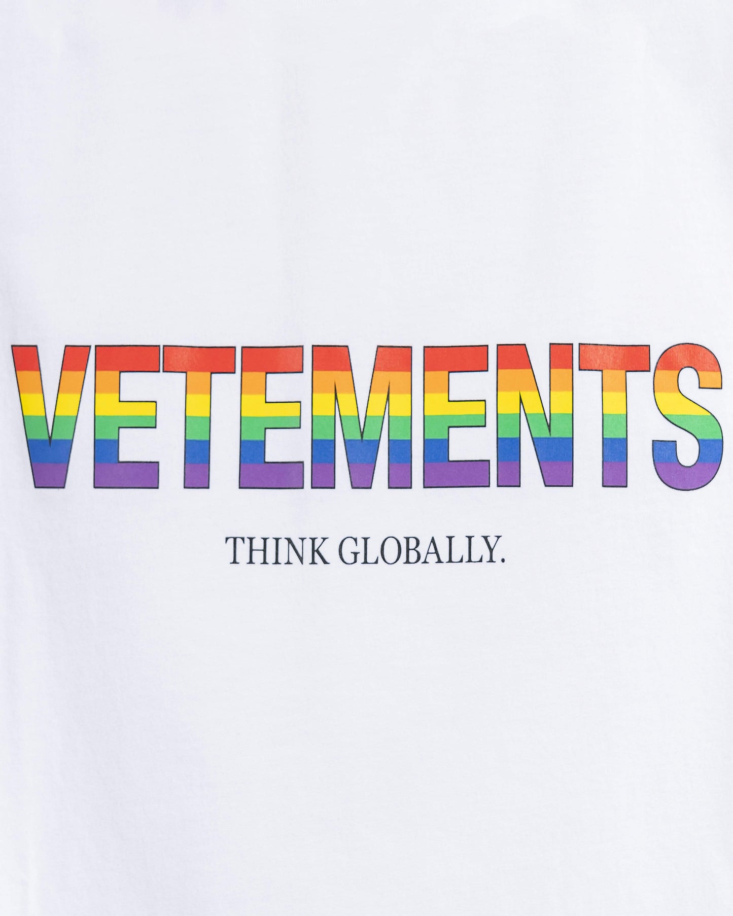 VETEMENTS Men's T-Shirts Rainbow Flag Logo Tee in White