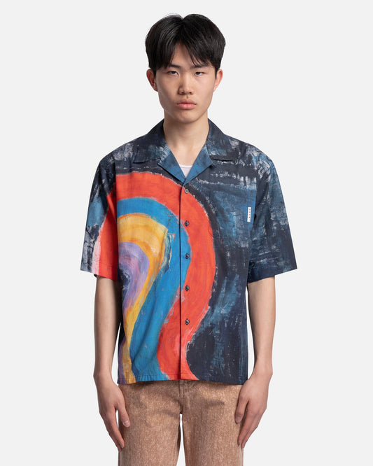 Marni Men's Shirt Rainbow Popeline Shirt in Royal