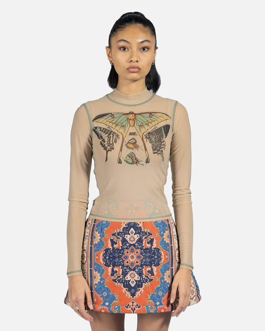 Melody Ehsani Women Tops Rare Species Mesh Top in Latte