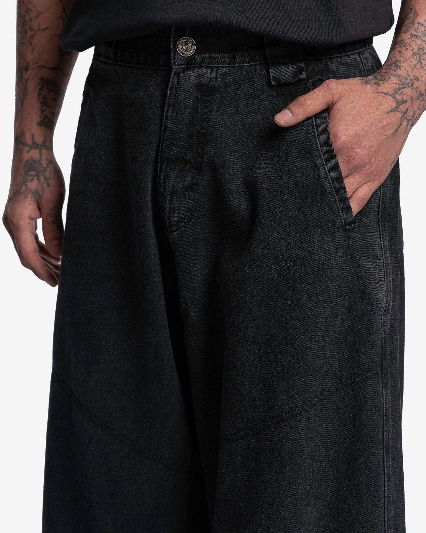 Willy Chavarria Men's Pants Raver Pants in Washed Black
