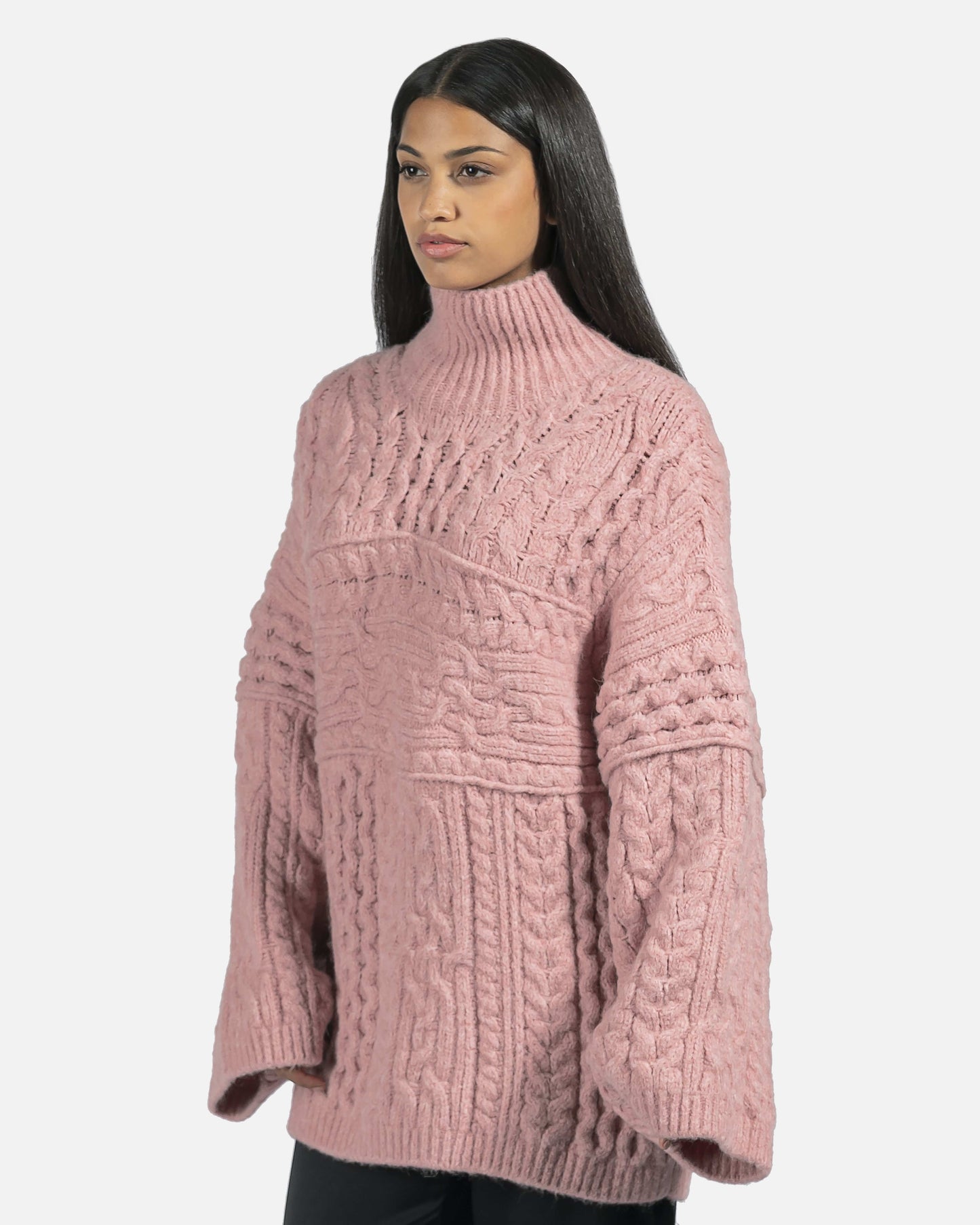 Nanushka Women Tops Raw Cable-Knit Sweater in Pink