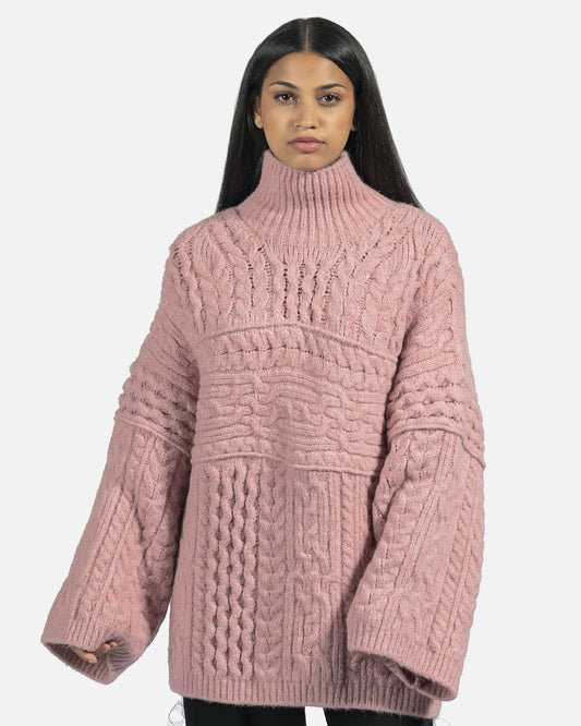 Nanushka Women Tops Raw Cable-Knit Sweater in Pink