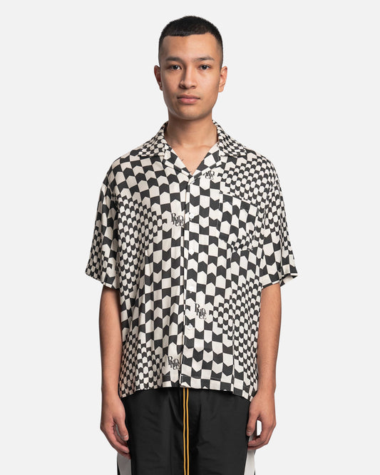 Rhude Men's Shirts Rayon Rhude Checker Button Up in Black/Creme