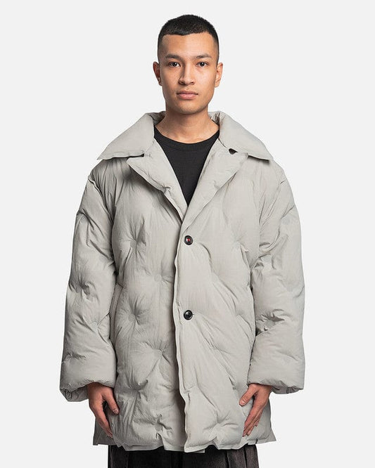 Maison Margiela Men's Jackets Recycled Nylon Padded Coat in Pearl Grey