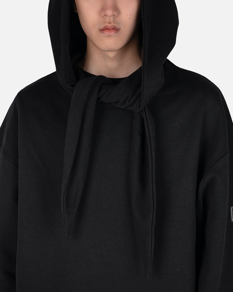 Raf Simons Men's Sweater Regular Fit Hoodie With Knot Hood in Black