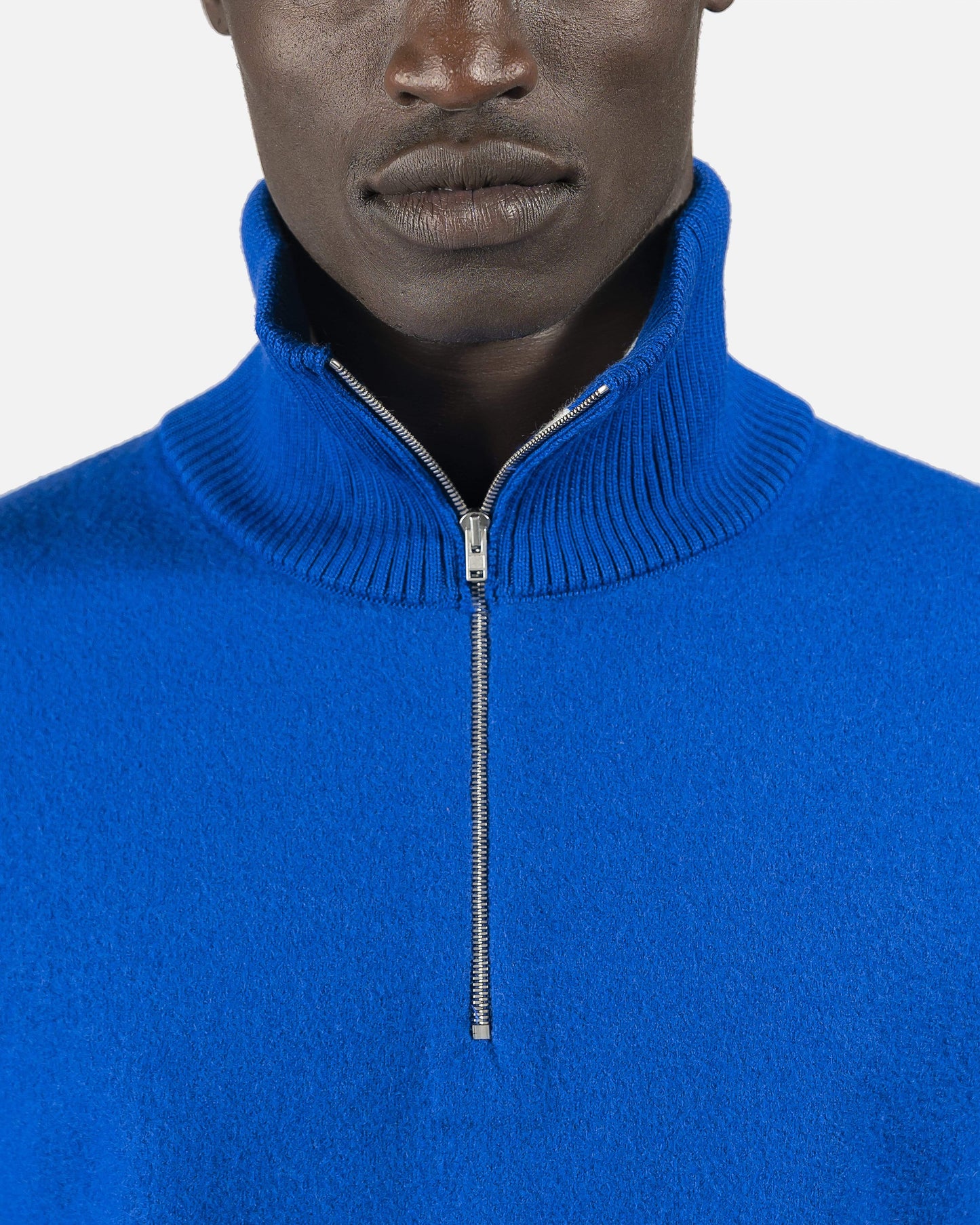 Maison Margiela mens sweater Relaxed Fit 1/4 Zip in Blue/White