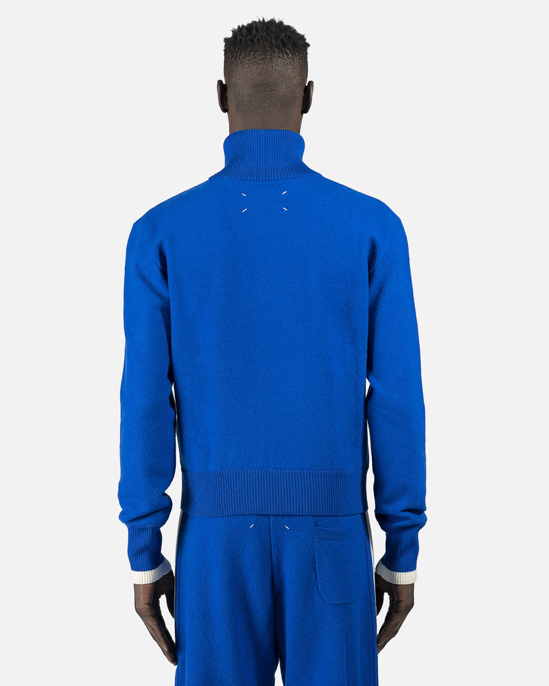 Maison Margiela mens sweater Relaxed Fit 1/4 Zip in Blue/White