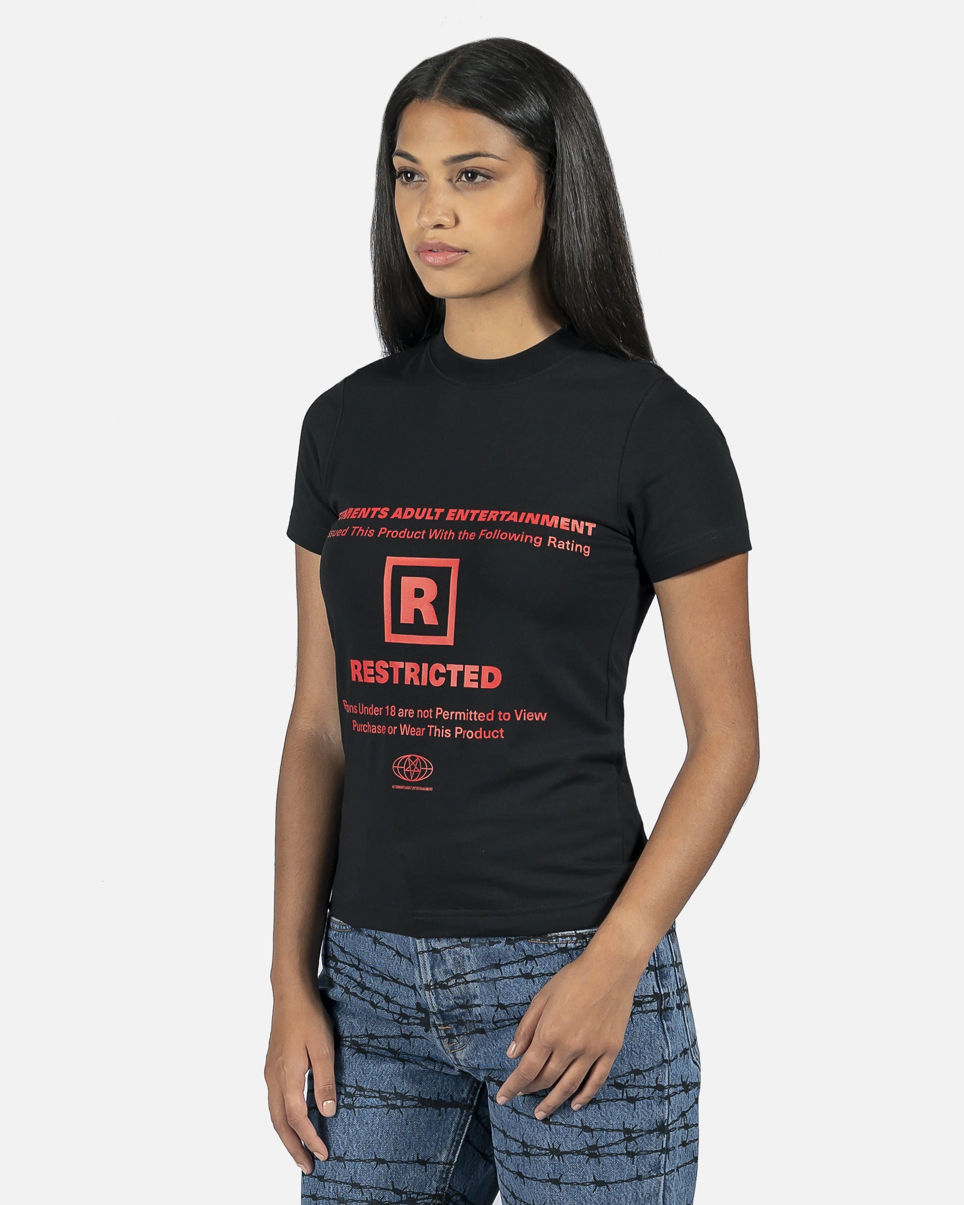 VETEMENTS Women T-Shirts Restricted Fitted Shirt in Black