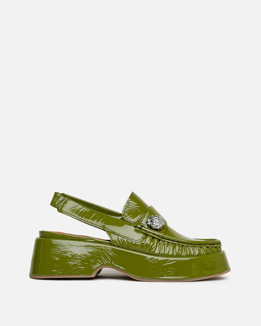 Ganni Women Sneakers Retro Flatform Slingback in Going Green
