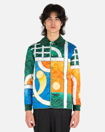 Casablanca Men's Jackets Reve De Tennis Printed and Quilted Hunting Jacket