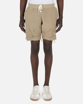 John Elliott Men's Shorts Reverse Burn-Out Shorts in Shark Green
