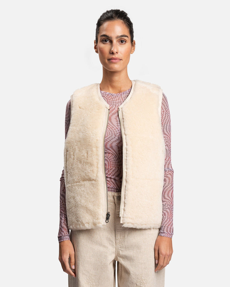 Our Legacy Women Tops Reversible Shearling Vest in Royal White