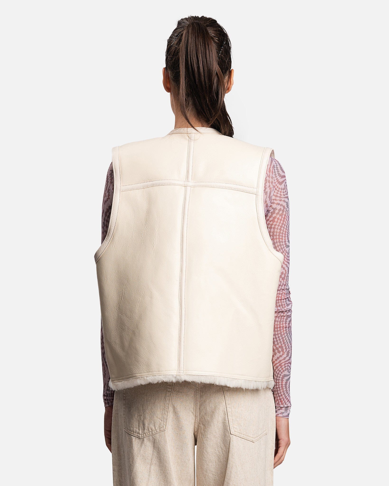 Our Legacy Women Tops Reversible Shearling Vest in Royal White