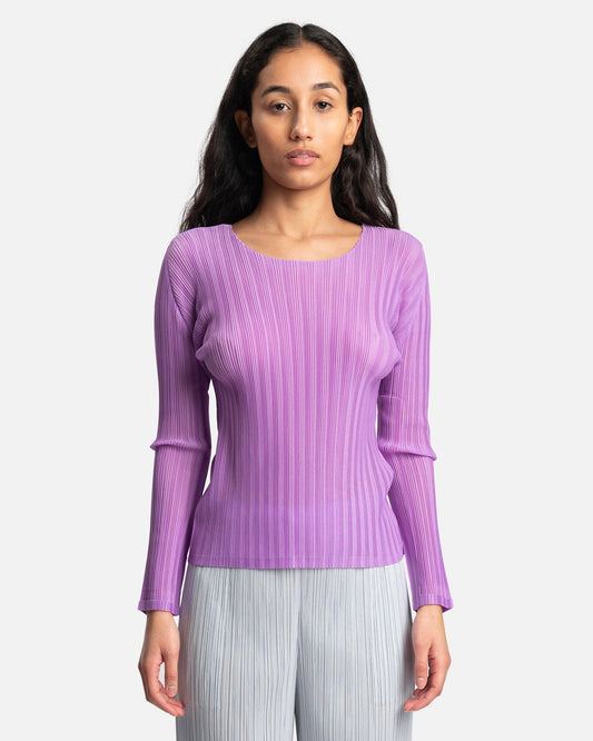 Pleats Please Issey Miyake Women Tops Rib Pleats Basic in Lavender
